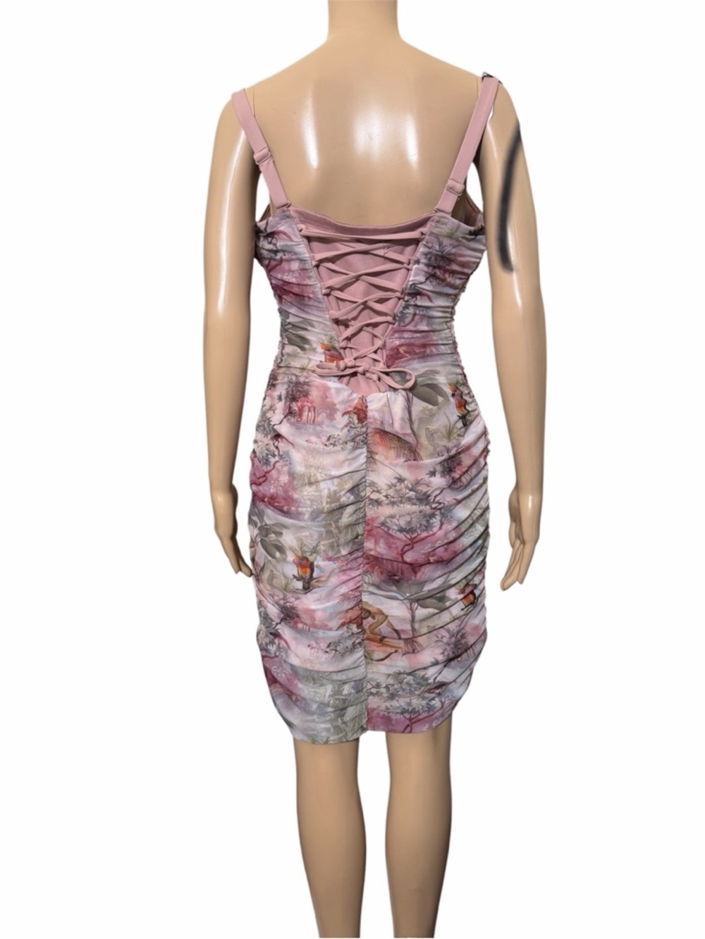 NWT ta3 floral sweetie mesh column corset lace up dress soft tropical xl - Picture 3 of 7
